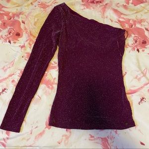 Sparkly Guess one shoulder long sleeve top